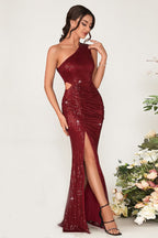 One Shoulder Sequin Split Party Dress image 5