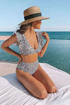 Ruffle Leopard High Waist Bikini Two Piece Swim Set image 3