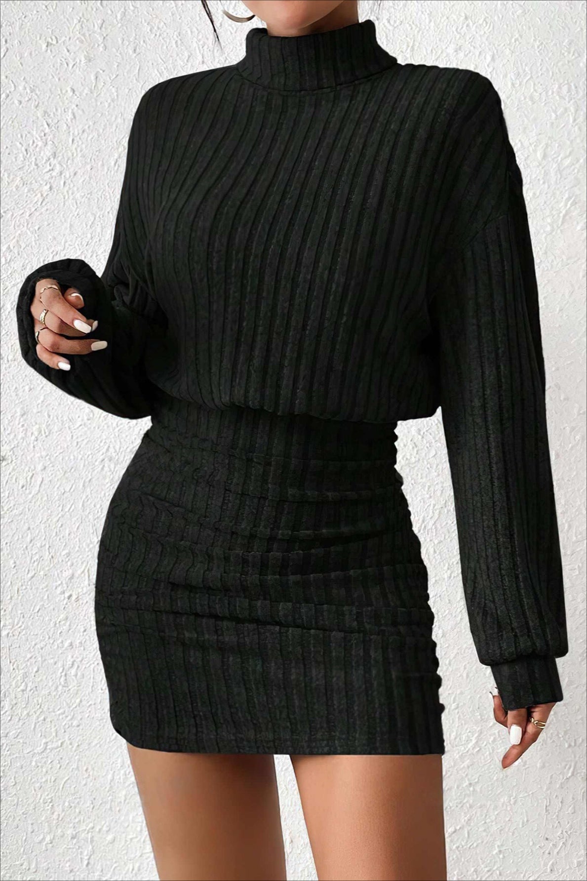 Slim Fit Ribbed Knit Sweater Dress image 1