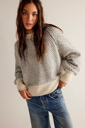 Dotted Panel Loose Crew Neck Sweatshirt image 1