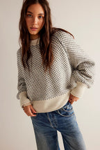 Dotted Panel Loose Crew Neck Sweatshirt image 1