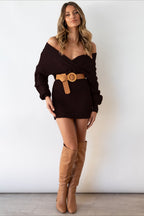 Cable Knit V-Neck Sweater Mini Dress image 10
