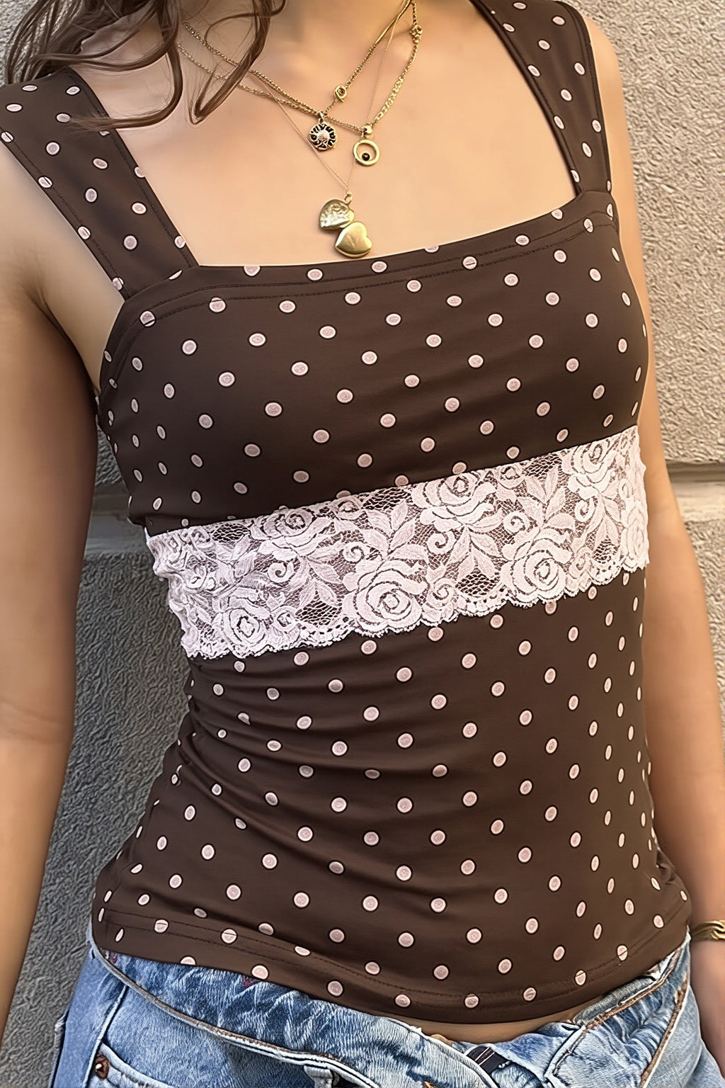 Vintage Polka Dot Lace Tank Top image 3