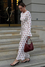 Polka Dot Print Flare Sleeve Maxi Dress image 2