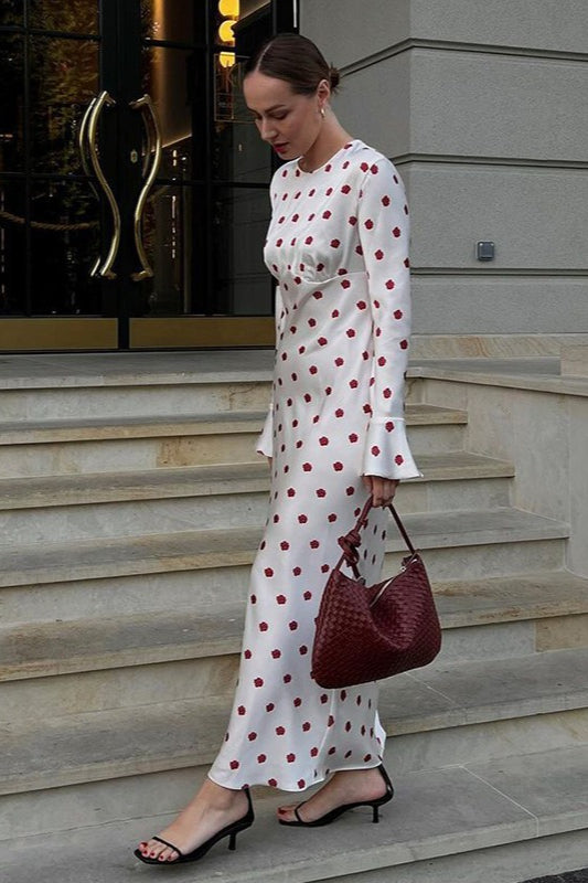 Polka Dot Print Flare Sleeve Maxi Dress image 2