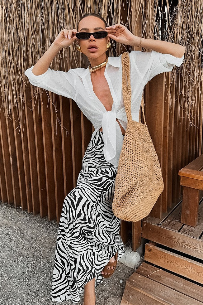 Elegant Satin Animal Print Skirt image 1