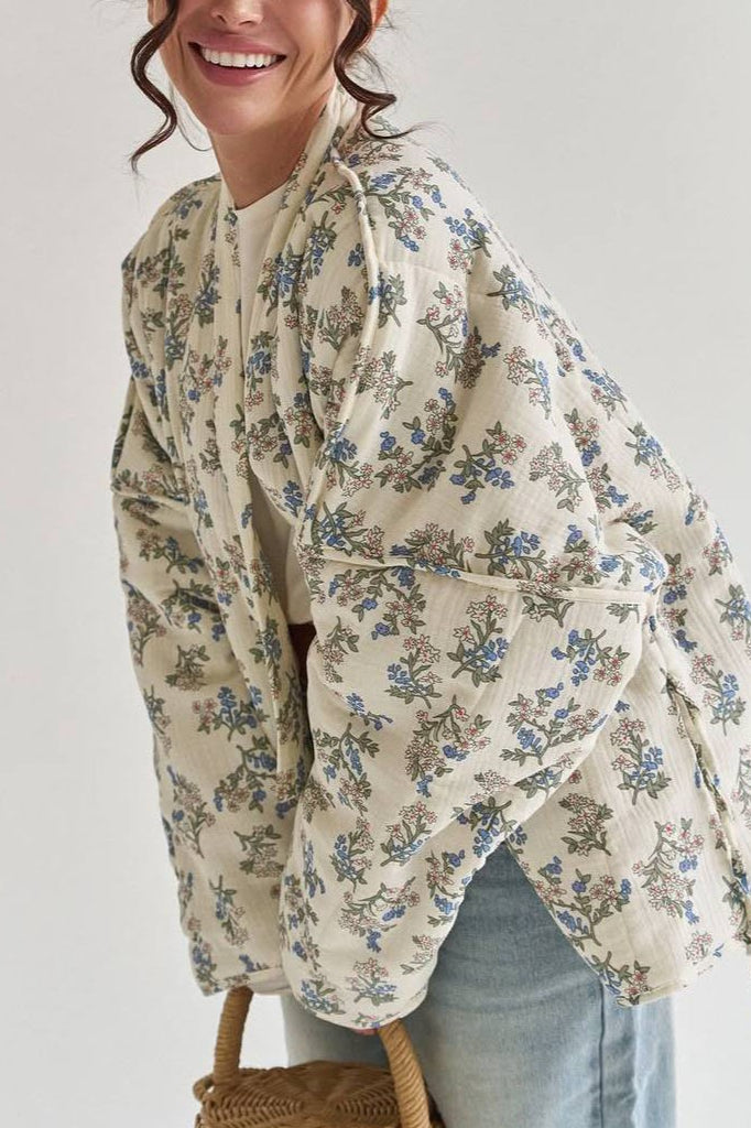 Vintage Floral Print Quilted Coat image 3