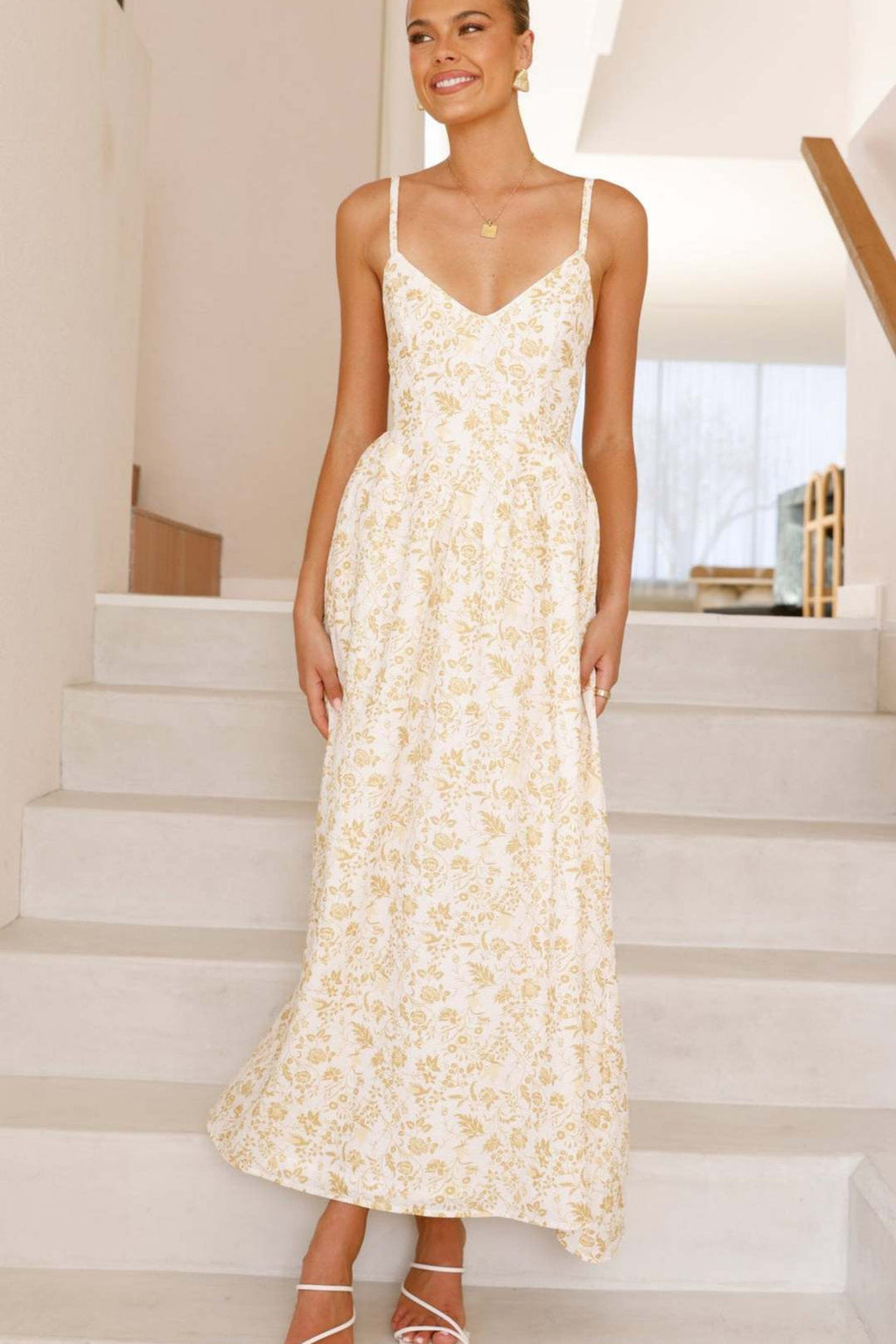 Backless Spaghetti Strap Floral Dress image 7