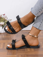 Dahlia Flat Sandals detail view styled for Avrienne