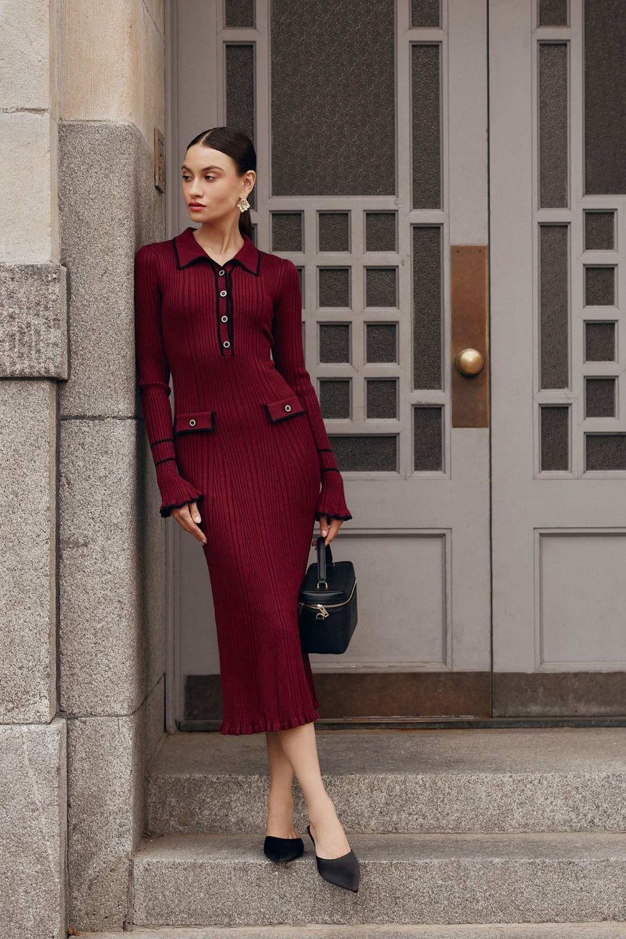 Knit Bodycon Elegant Maxi Dress image 7