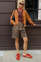 Chic Casual Cotton Leopard Print Shorts image 3