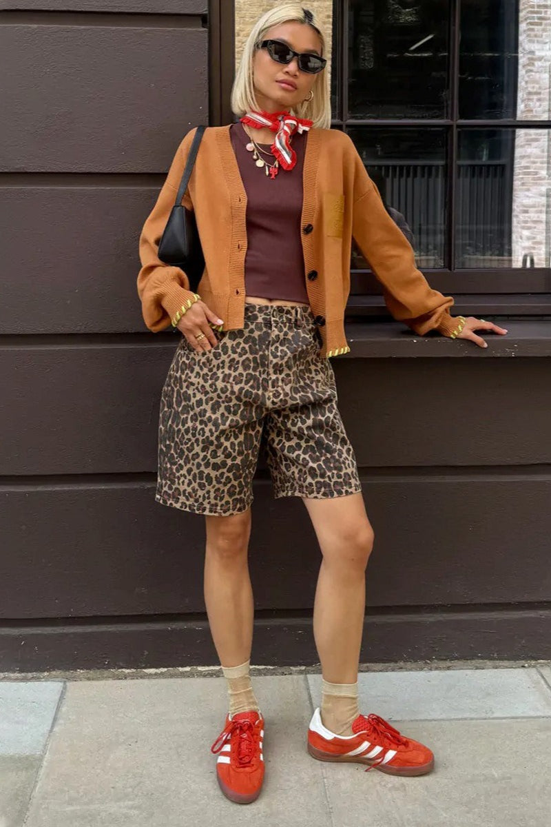 Chic Casual Cotton Leopard Print Shorts image 3