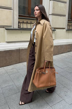 Minimalist Extra-Long Cotton Single-Breasted Lapel Overcoat image 3