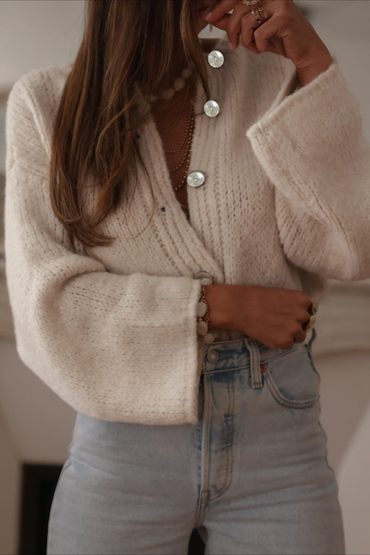 Elegant Solid Single Breasted Knit Cardigan image 3