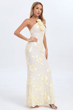 Halter Floral Foil Print Maxi Dress image 1