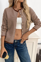 Striped Knit Round Neck Cardigan image 13