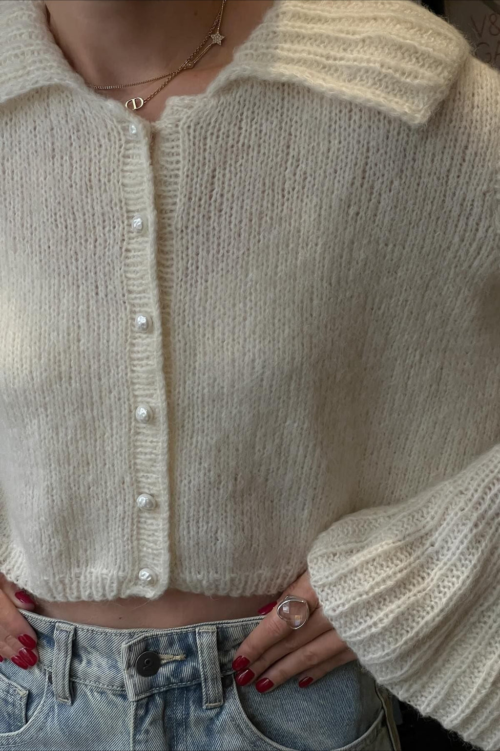 Ruffled Collar Flare Sleeve Knit Sweater image 12