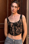 Sheer Lace Trim Sexy Cami Top image 1