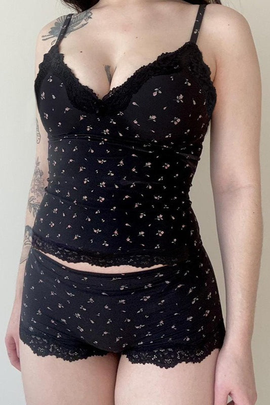 Chic Casual Floral Lace Sexy Cami Two Piece Set image 6