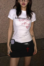 Shoulder Fit Cropped Heart Print T‑shirt image 2