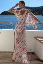 Polka Dot V-Neck Sheer Maxi Dress image 1