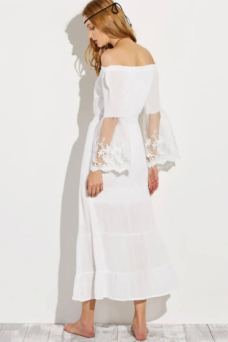 Flare Sleeve Off Shoulder Boho Dress image 5