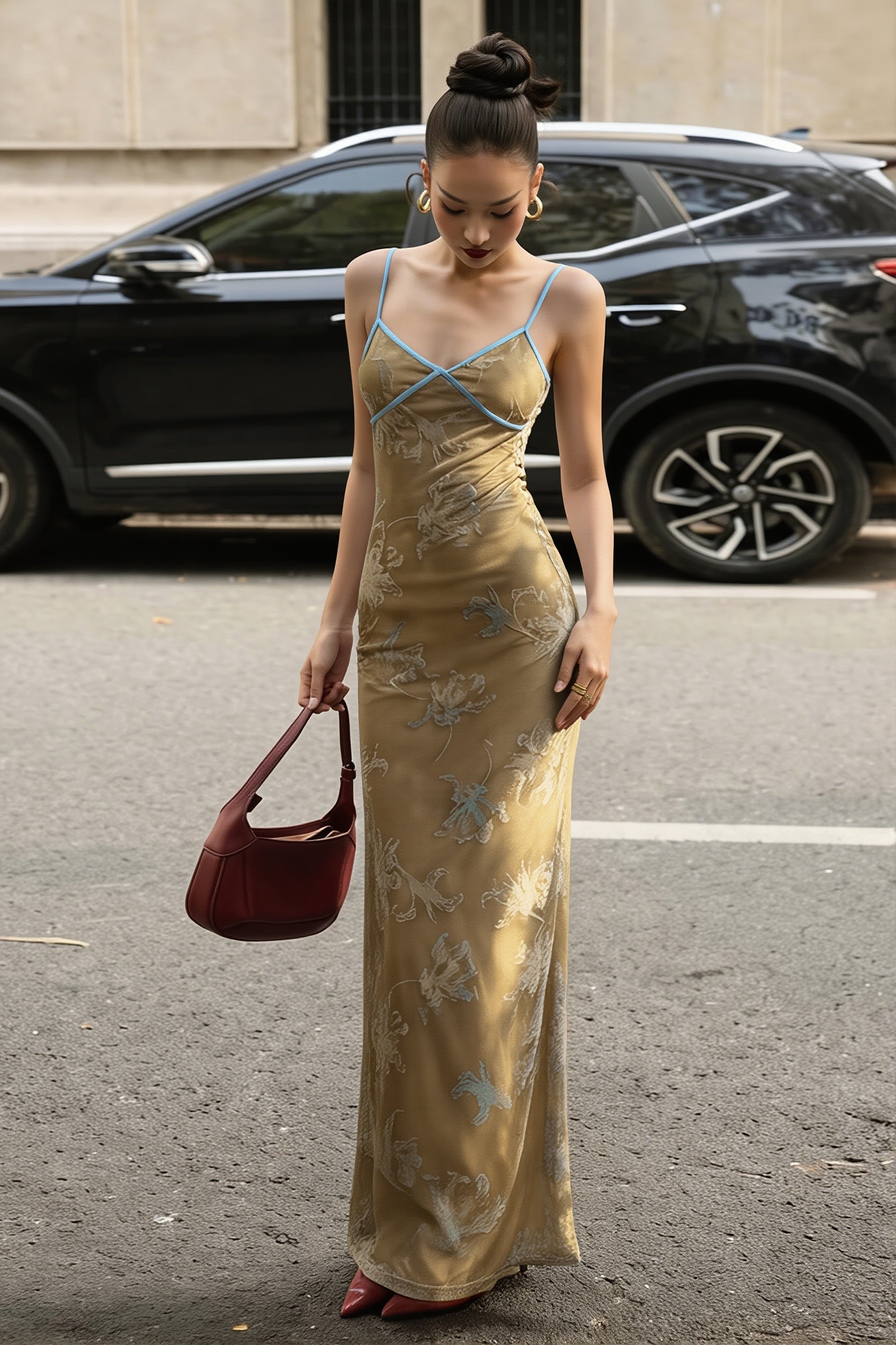 Sexy Floral Print Cami Chinese Style Maxi Dress image 1