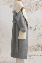 Faux Fur Collar Long Patchwork Loose Knit Overcoat image 10