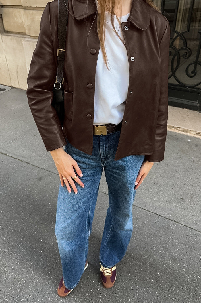 Classic Brown PU Crop Coat image 3