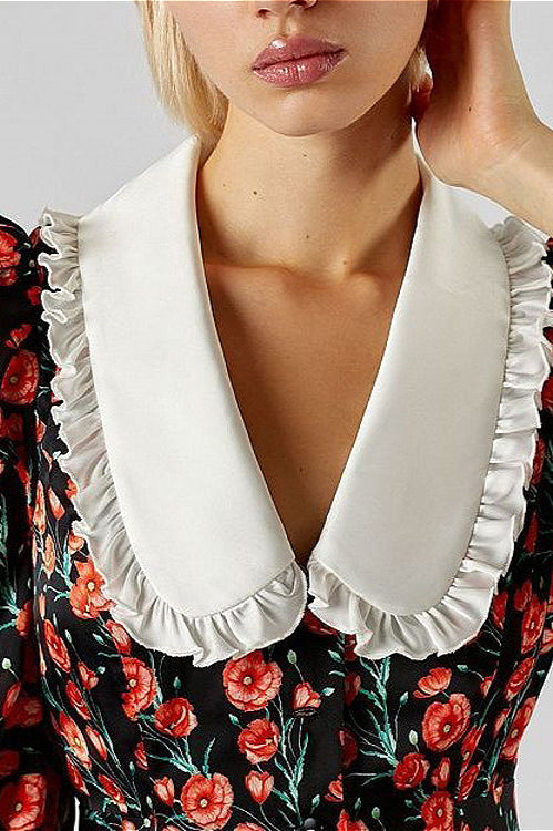 Collar Waist Cinched Stylish Floral Dress image 4
