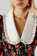 Collar Waist Cinched Stylish Floral Dress image 4