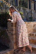 Linen Floral Tie Long Cardigan Boho Dress image 3