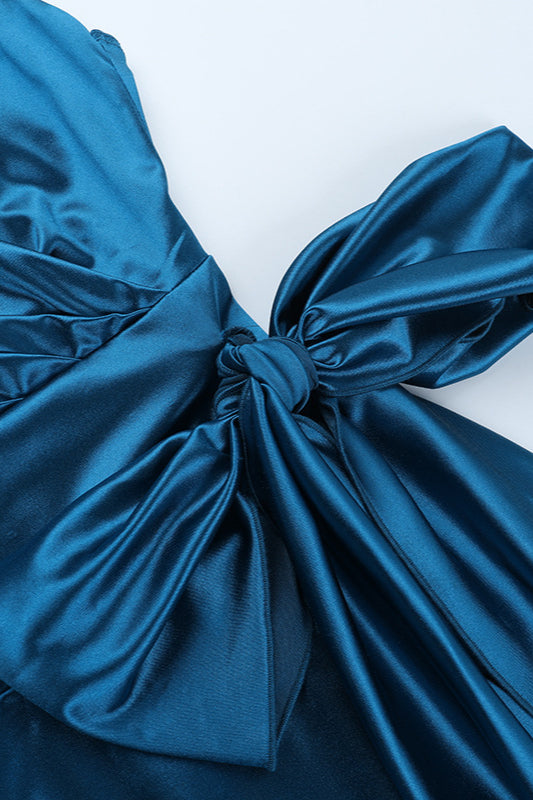 V-Neck Bow Tie Waist-Cinched Bodycon Party Dress image 6