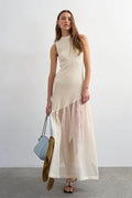 Ribbed Knit Mesh Splice Maxi Dress image 1