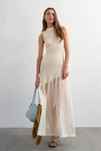 Ribbed Knit Mesh Splice Maxi Dress image 1