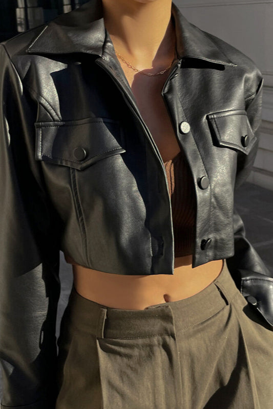 Zip-Up Faux Leather Coat image 2