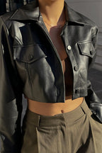 Zip-Up Faux Leather Coat image 2