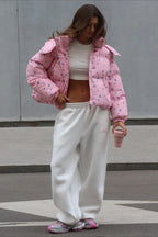Chic Printed Puffy Puffer Jacket image 7