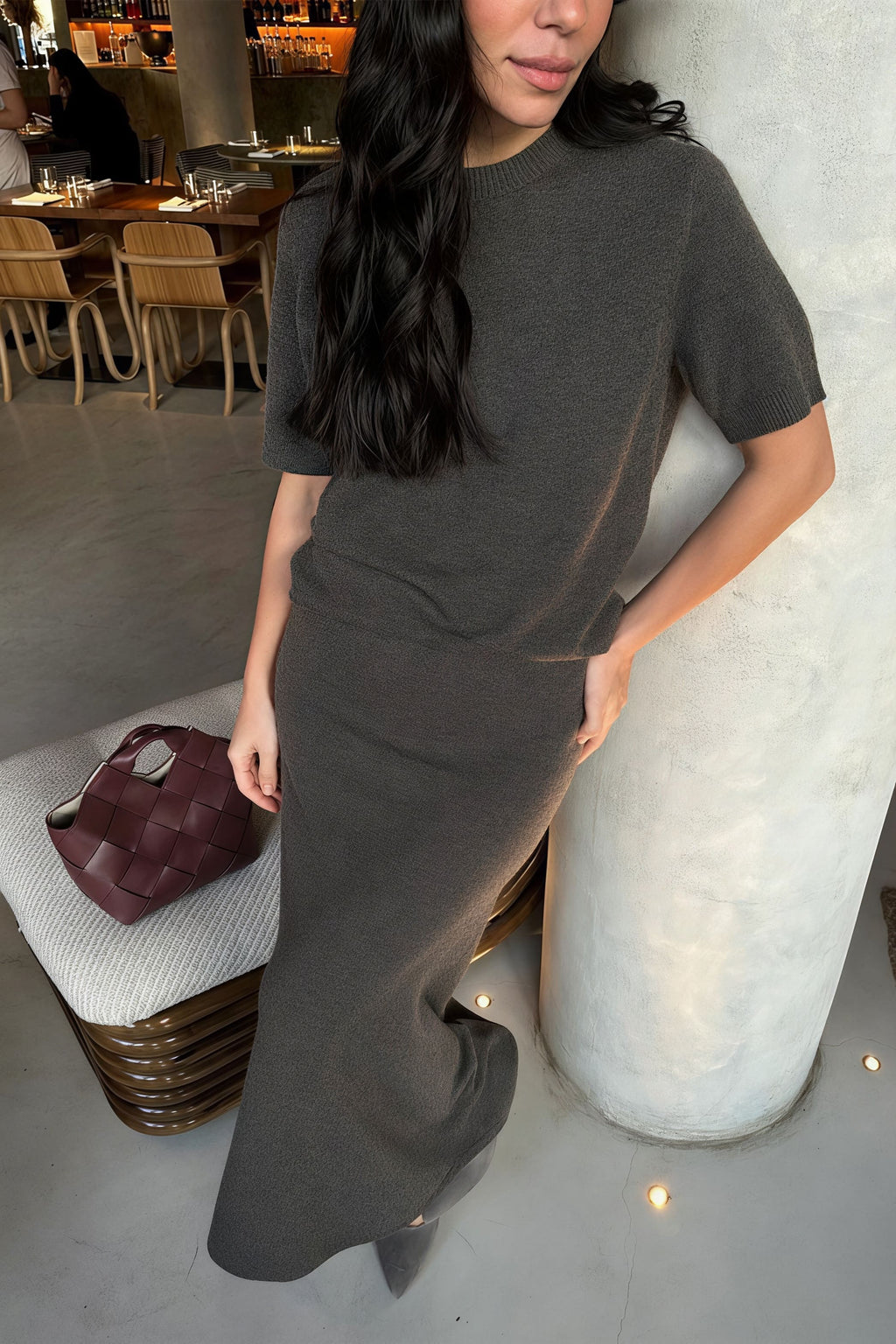 Minimalist Knit Short Sleeve Skirt Set image 10