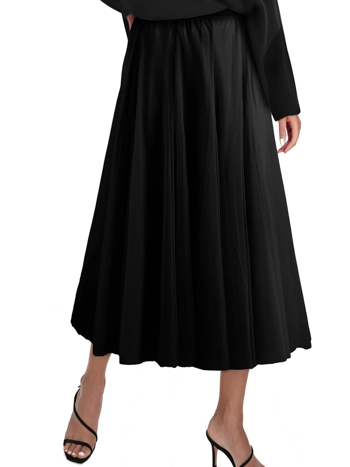 Mira Midi Skirt detail view styled for Avrienne