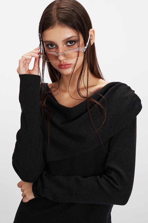 Cowl Neck Chic Fitted Knit Top image 1
