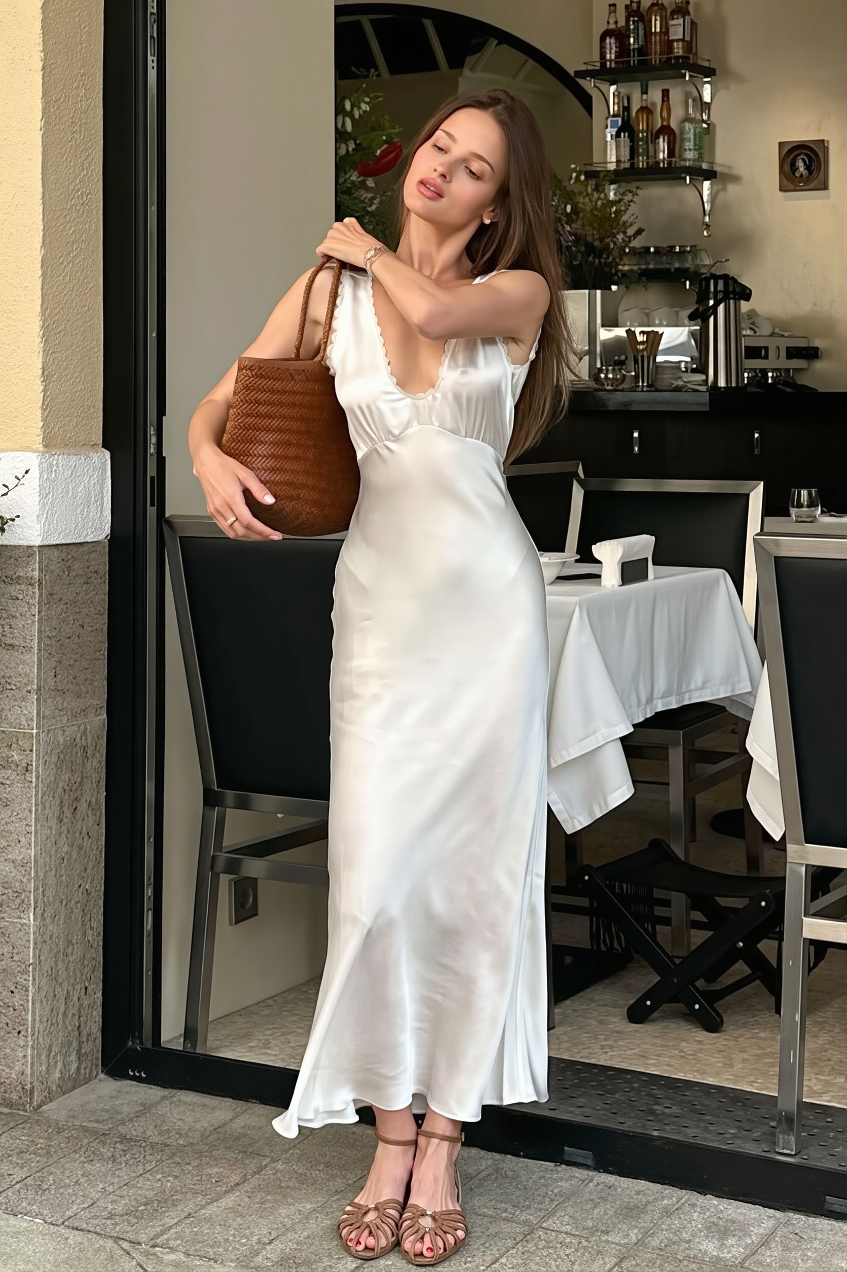 Sexy White Lace Insert Cami Bodycon Mini Dress image 4