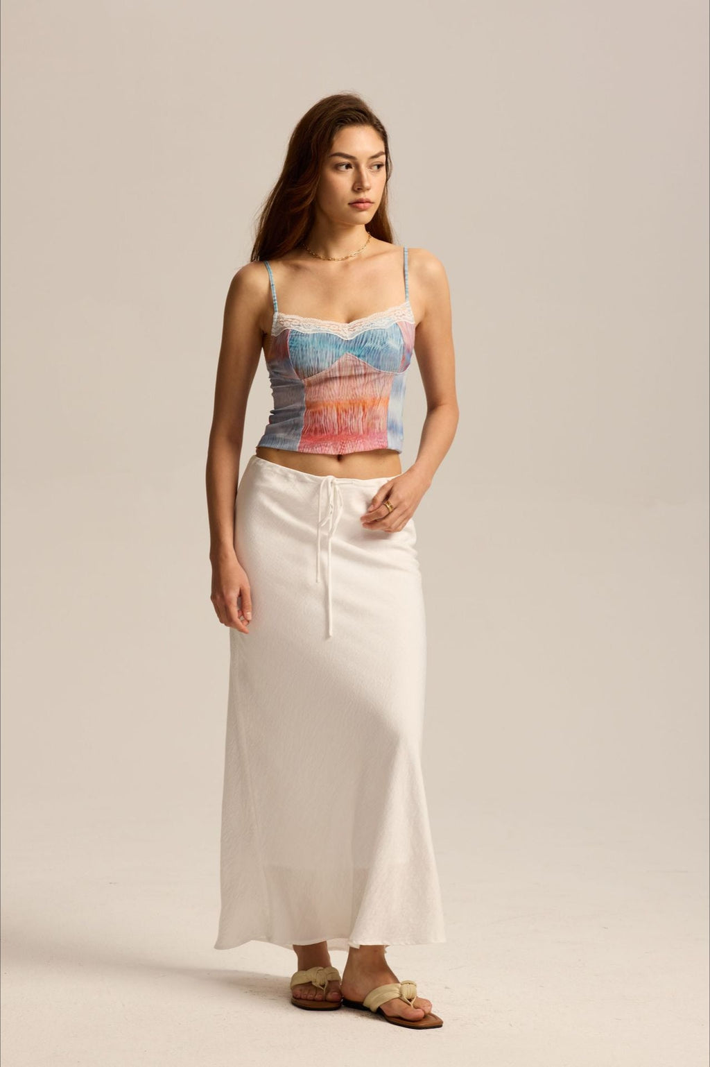 Drawstring High Waist Bodycon Midi Skirt image 4