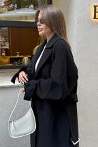 Longline Wool Blend Tie Waist Loose Elegant Overcoat image 10