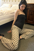 Casual Polka Dot Tie Flared Pants image 4