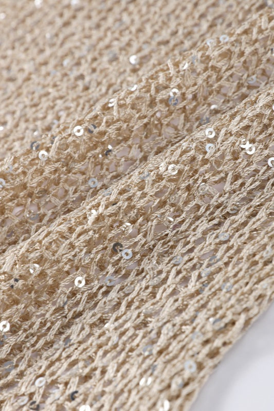 Solid Color Sequined Hollow Long Sleeve Knit Sweater image 5