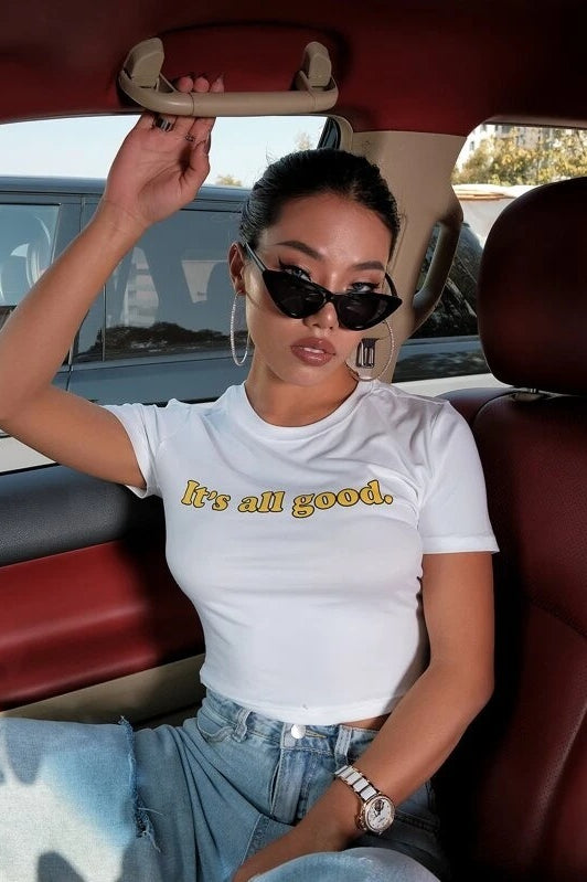 Minimalist Slim Crop Letter Print T-shirt image 2