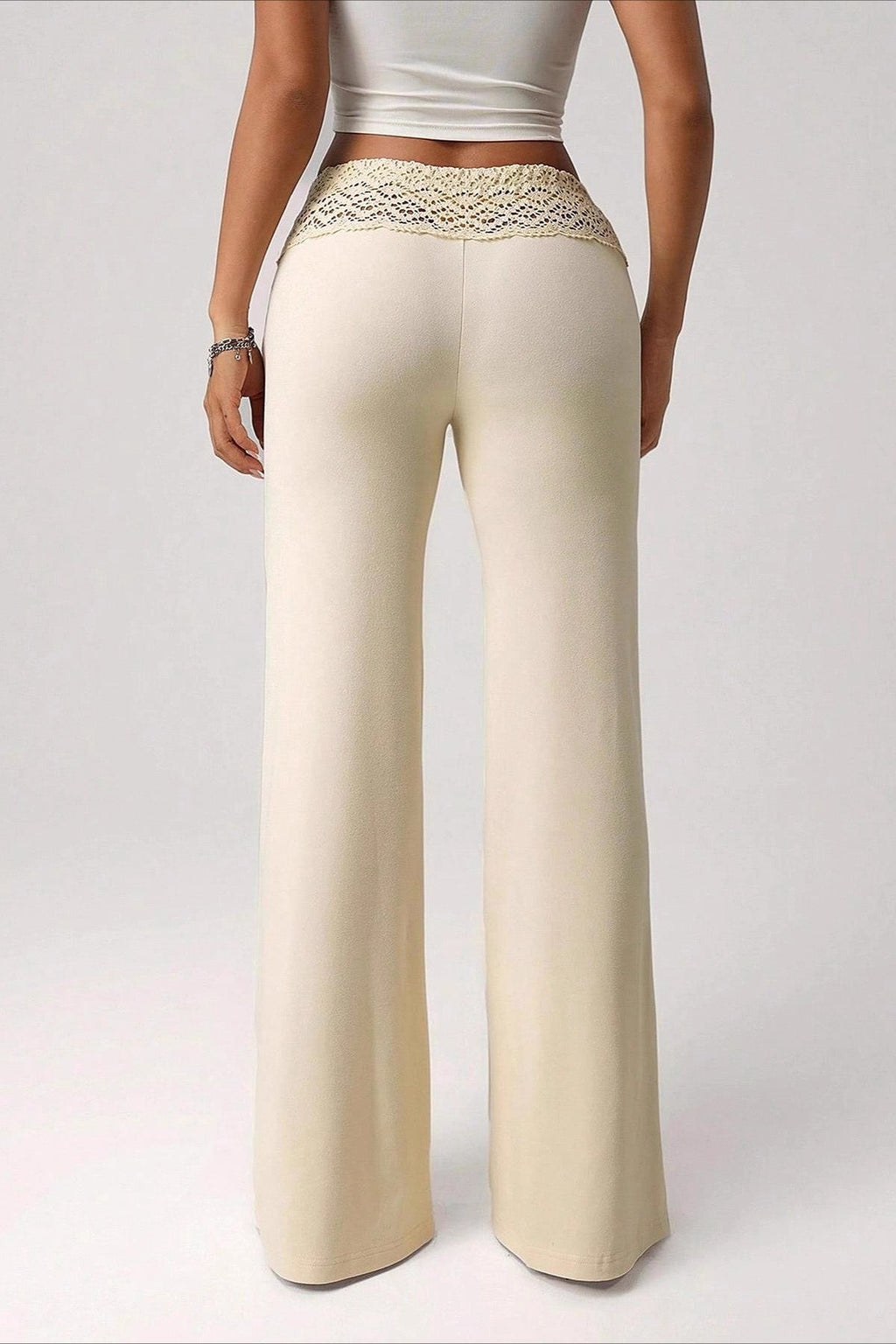 Splice Lace Waist Flared Pants image 5