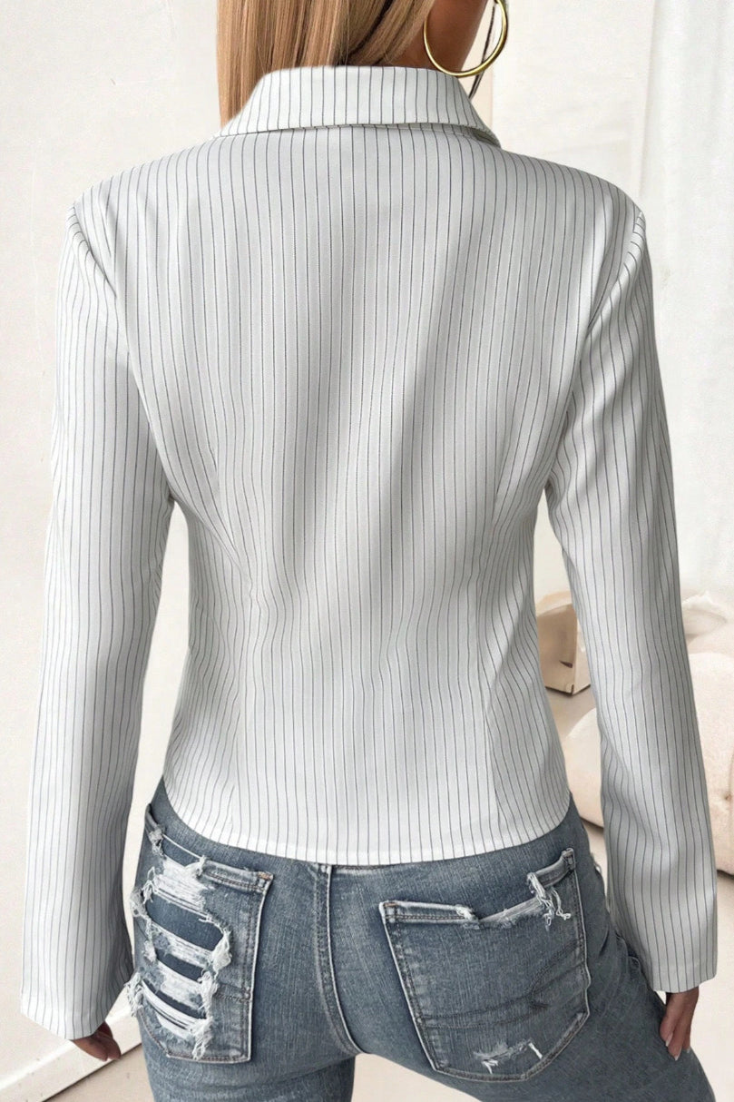 Collared Flared Sleeve Button Front Shirt Blouse image 8