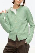 Retro Crew-Neck Green Knit Cardigan image 2